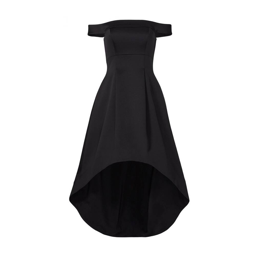 Black Bonded High-Low Gown